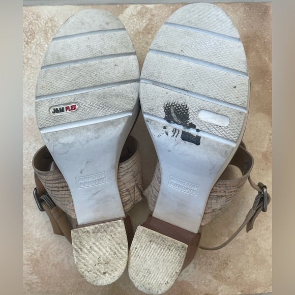 Johnston & Murphy Kayla Multi Bleached Cork/Taupe Leather Heel Shoe; size 7.5 - Picture 6 of 8